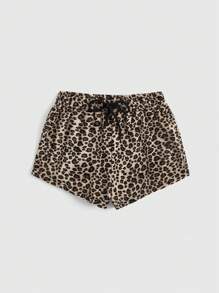 ROMWE J-Fashion Leopard Print Fluffy Short Shorts For Women - Multicolor - View 1