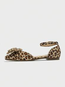 Giày Nữ Mũi Nhọn Đế Bằng Chống Trơn Trượt Họa Tiết Da Báo Retro Rỗng Hở Lưng - Nhiều màu - Xem 4