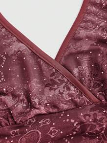 ROMWE Fairycore Women's Vintage Printed Rhinestone Embellished Backless Halter Neck Dress, Summer