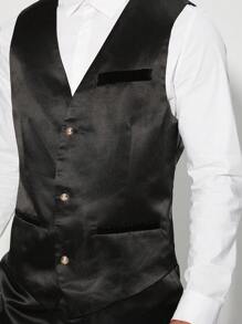 Manfinity VCAY Men Fashionable Woven Classic Vest For Suit, Versatile Style