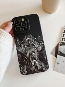 ROMWE Goth Funda de teléfono negro con dibujo de retrato - Multicolor - Ver 2