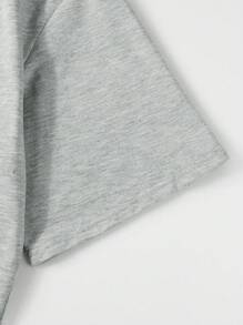 Manfinity Dauomo 男性夏季短袖圓領休閒T卹，印有標語印花 - 灰色 - 查看 3