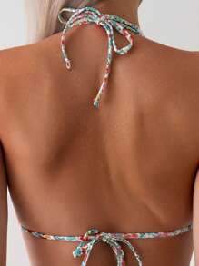 SHEIN Swim 3pcs Bikini Set, Cute Printed Design With Random Patterns, Copyright Purchased,Summer Beach