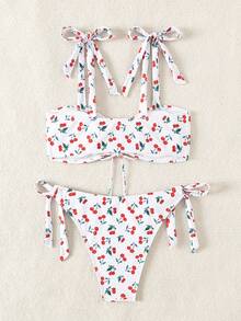 SHEIN Swim Bộ Bikini In Hình Anh Đào Cho Nữ, Bộ Bikini Kỳ Nghỉ Đi Biển Mùa Hè Họa Tiết In Ngẫu Nhiên - Nhiều màu - Xem 7