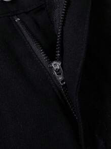 SHEIN Jeans casuales de mezclilla negra para adolescentes con estilo de patrón de rayos impresos en agua y lavado recto con piernas holgadas