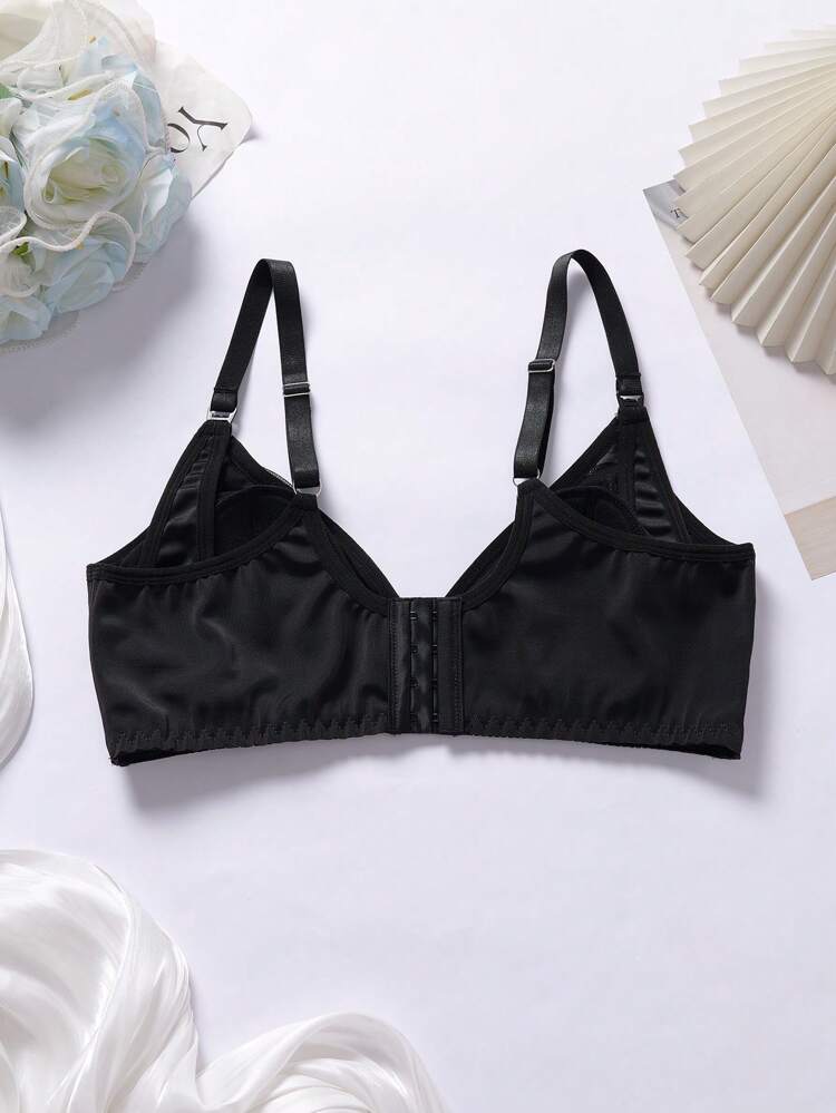 Women Plus Size Polka Dot Mesh Front Open Maternity Bra, Wireless, Sold Separately
