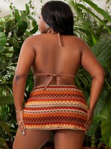 SHEIN Slayr CURVE Plus Size Women Fashionable Bohemian Style Bikini Swimwear Bikini Set For Summer Beach - Multicolor - View 2