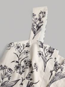SHEIN Girlism Vestido de alça larga com estampa floral tecida para adolescentes, decote quadrado e costas nuas