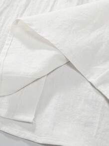 Manfinity RSRT Men Vacation Casual Long Sleeve Shirt And Shorts Set, Fall Clothes, Cozy Outfits - White - View 5