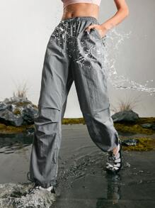 In My Nature Women's Solid Color Waterproof Drawstring Pants With Pockets For Outdoor Activities