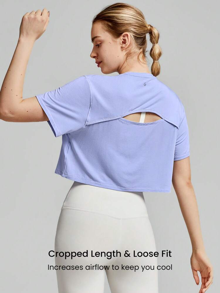 Modal Cut-Out Cropped Tee Studio Casual Daily Summer