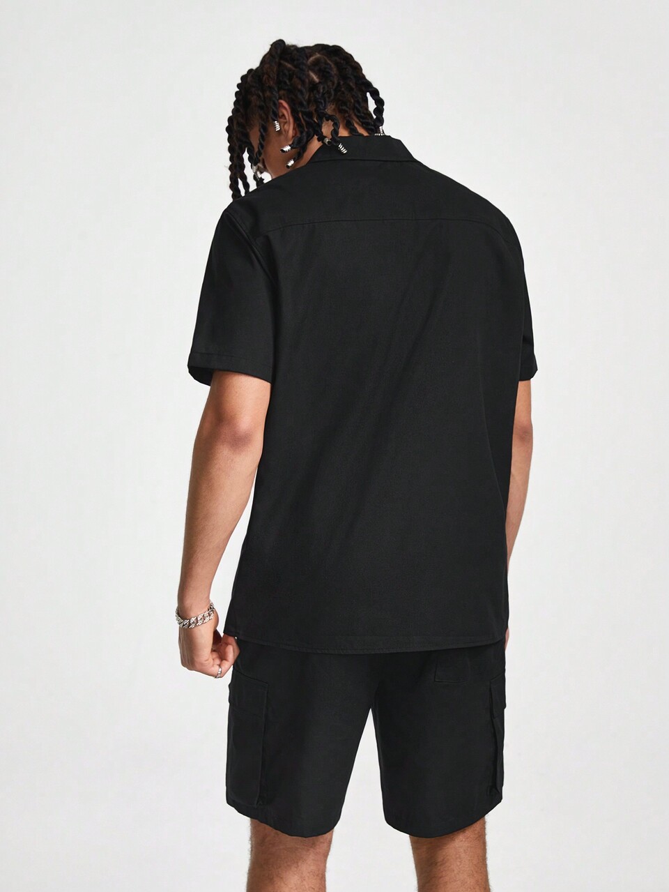Conjunto de camisa de manga corta y pantalones cortos casuales con bolsillo con cremallera para hombre, primavera-verano. "Amo a mi novio", moda, regalo para el novio, atuendo de rave, liso, letra, trabajo