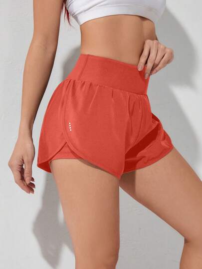 Easithlete Solid Color High-Waisted Woven Athletic Shorts, Suitable For Yoga And Exercise