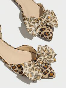 Giày Nữ Mũi Nhọn Đế Bằng Chống Trơn Trượt Họa Tiết Da Báo Retro Rỗng Hở Lưng - Nhiều màu - Xem 2