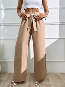 RueChic 2pcs Pantalon Large Femme Noir Et Kaki Avec Bretelles