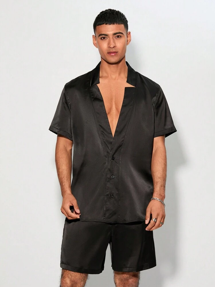 Men Woven Casual Shirt 2pcs/Set