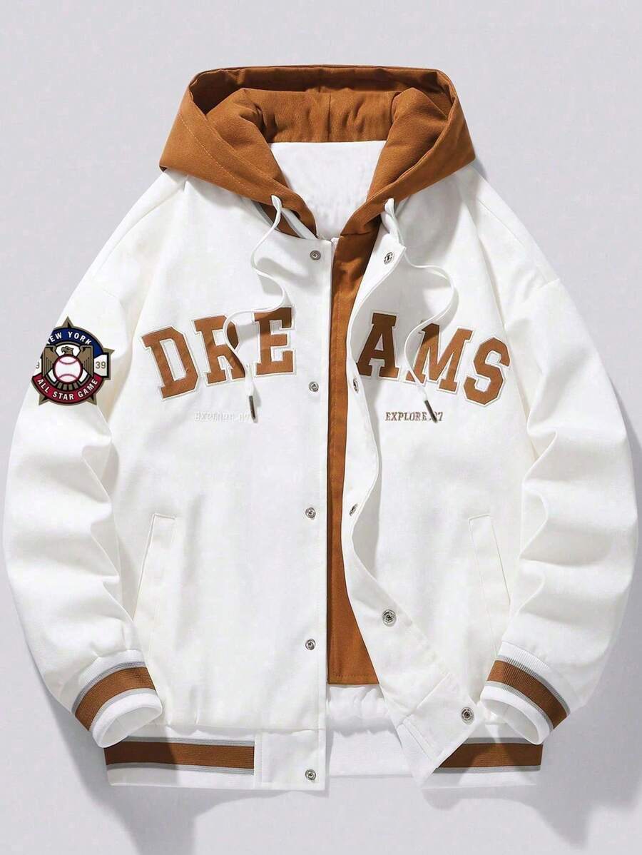 Men's Casual Hooded Jacket With 2 In 1 Design - White - View 1