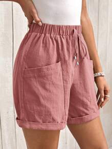 EMERY ROSE Mujer shorts casuales de unicolor con cintura ajustable y bolsillos para el verano
