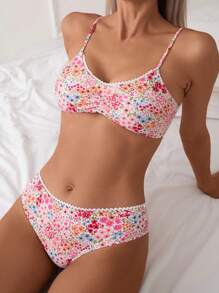 Swim Mod Two-Piece Bikini Set, Random Print, White Lace, Copyright Purchased,Summer Beach - Multicolor - View 1