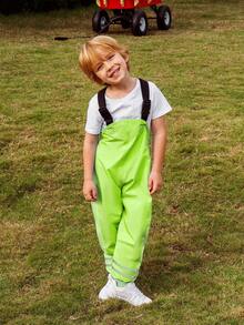 Pantalones impermeables para niños con bloques de color azul, lindos y adecuados para todas las temporada