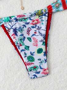 SHEIN Swim 夏季海灘女士隨機印花比基尼套裝 - 彩色 - 查看 5