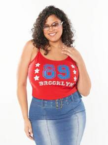 Forever 21 Vintage College Style Tank Top For Plus Size Women, Summer - Red - View 5