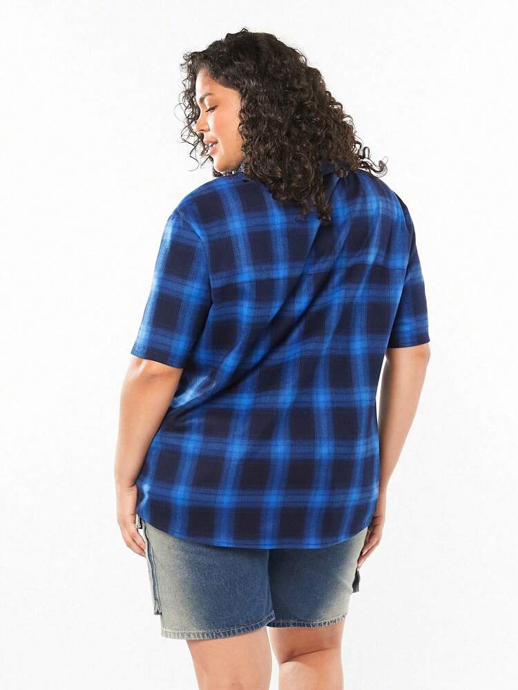 Plus Size Women Vintage Cardigan Shirt For Summer School Look