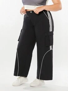 Forever 21 Vintage Plus Size Women Cargo Pants For Summer - Black - View 5