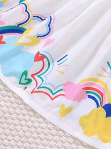 SHEIN Young Girl Rainbow & Heart Print Cami Dress