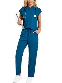 Set de 2 uniformes de moda con cuello mao para mujer