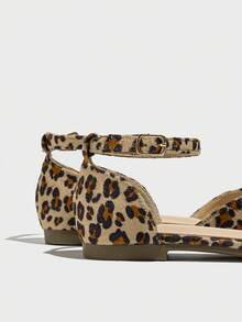 Giày Nữ Mũi Nhọn Đế Bằng Chống Trơn Trượt Họa Tiết Da Báo Retro Rỗng Hở Lưng - Nhiều màu - Xem 5