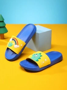 Soft & Lightweight Cartoon Pattern Kids Fashion Slippers, Summer - Blue - View 2