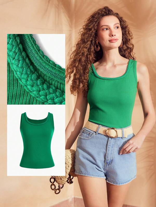 MOTF PREMIUM SOLID RIB-KNIT TANK TOP,SUMMER OUTFITS