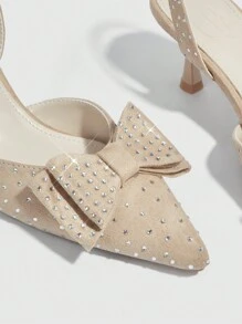 CUCCOO CHICEST Women's High Heel Fashion Shoes With Bow Decoration, Graduation Heel, Prom Heels For Summer - Apricot - View 4