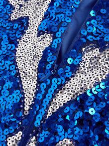 SHEIN Belle 优雅奢华，华丽复古，迷人，性感精致，时尚流行女性。银色亮片和海军蓝弹力针织面料，深心形领口，加垫胸围以防止暴露，高腰，紧身臀部，不对称下摆和流苏细节。非常适合音乐节、节日季、返校季、毕业季、舞会、下午茶、约会、派对、鸡尾酒会半正式婚礼宾客礼服，适合生日晚宴、返校节 - 寶藍色 - 查看 10