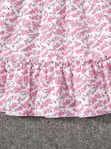 SHEIN Tween Girl Floral Print Scoop Neck Summer Short Sleeve Dress,Holiday,Summer,Travel, School, Campus, College