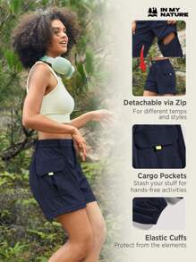 In My Nature Women Detachable Outdoor Pants - Navy Blue - View 3