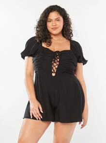 Forever 21 Bộ đồ liền thân mùa hè dành cho nữ cỡ lớn mùa hè cổ điển - màu đen - Xem 4