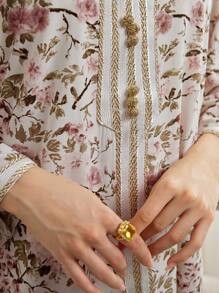 Al Najma Women Elegant Floral Printed Long Sleeve Dress, Modest Full Length Jalabiya, Casual Long Sleeve Dress - Multicolor - View 3