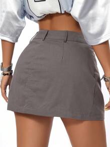 SHEIN EZwear Solid Color Casual Woven Skirt