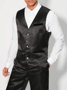 Manfinity VCAY Men Fashionable Woven Classic Vest For Suit, Versatile Style