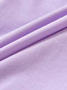 SHEIN Tween Girl Summer Letter Printed Halter Mesh Skirt Set - Purple - View 5