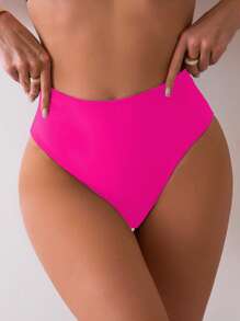 Swim Basics Phụ Nữ Đi Biển Mùa Hè Màu Trơn Cao Cấp Thời Trang Bikini Đáy - Màu Hồng Tươi - Xem 2