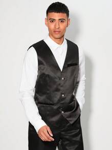 Manfinity VCAY Men Fashionable Woven Classic Vest For Suit, Versatile Style