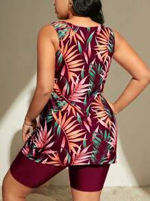 Swim Lushoire Conjunto de bikini de talla grande para mujer con parte superior y inferior con cuello halter y diseño a la moda