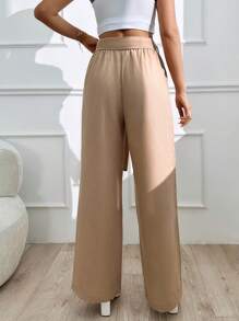 RueChic 2pcs Pantalon Large Femme Noir Et Kaki Avec Bretelles