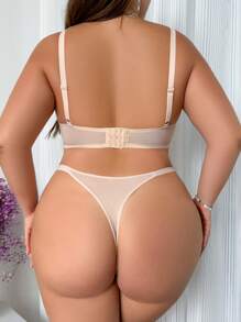 2pcs/Set Plus Size Sexy Lacy Bra And Panties With Underwire, Lingerie