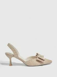 CUCCOO CHICEST Women's High Heel Fashion Shoes With Bow Decoration, Graduation Heel, Prom Heels For Summer - Apricot - View 3