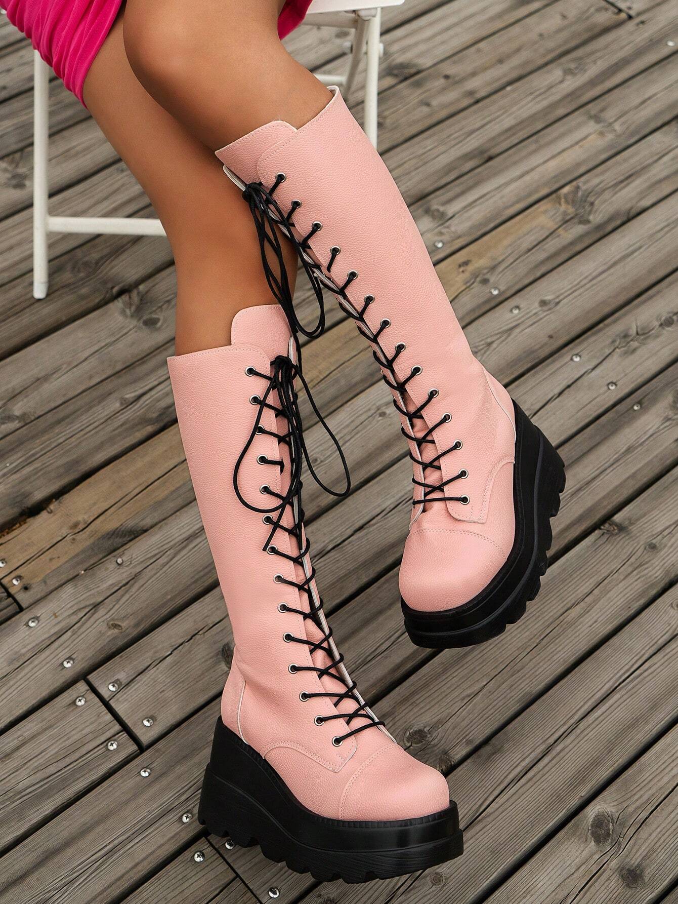 Our Kawaii Women 2024 Autumn & Winter New Round Toe Lace-Up Side