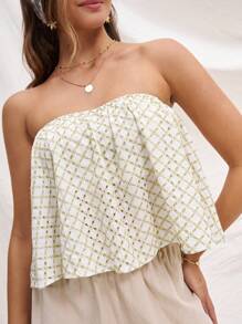 Soleia WYWH Vacation Women Casual Strapless Embroidered Open Back Top - Green - View 5